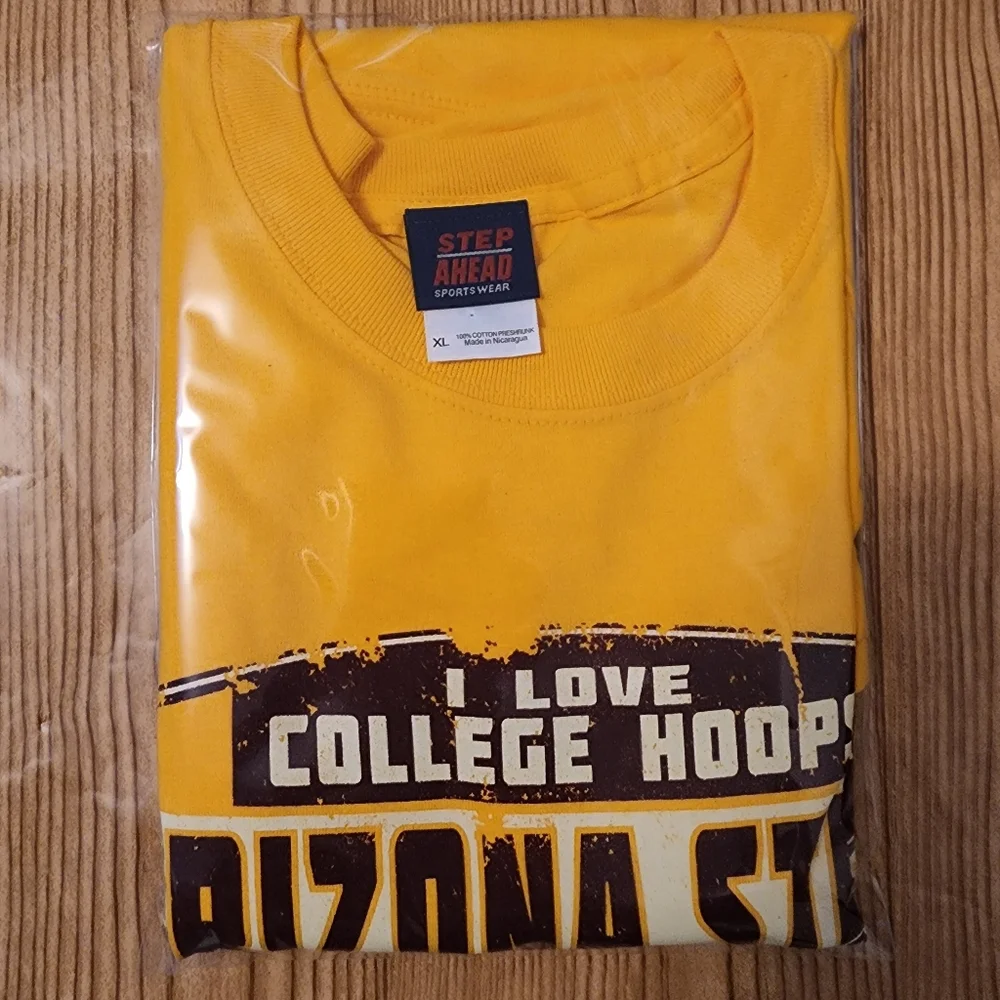 I love college hoops Arizona state step ahead yellow tshirt Size XL - Picture 2 of 5
